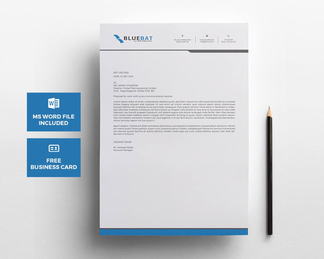 Letterhead Pad With Free Business Card Design Template Stationary in