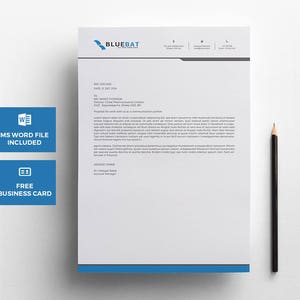 Carta intestata Pad con Free Business Card Design template stazionario in Microsoft Word & Photososhop PSD versione