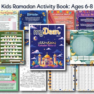 Ramadan Activity Book, Ages 6-8 (Printable PDF), Kids Islamic Learning, Workbook, Coloring Pages