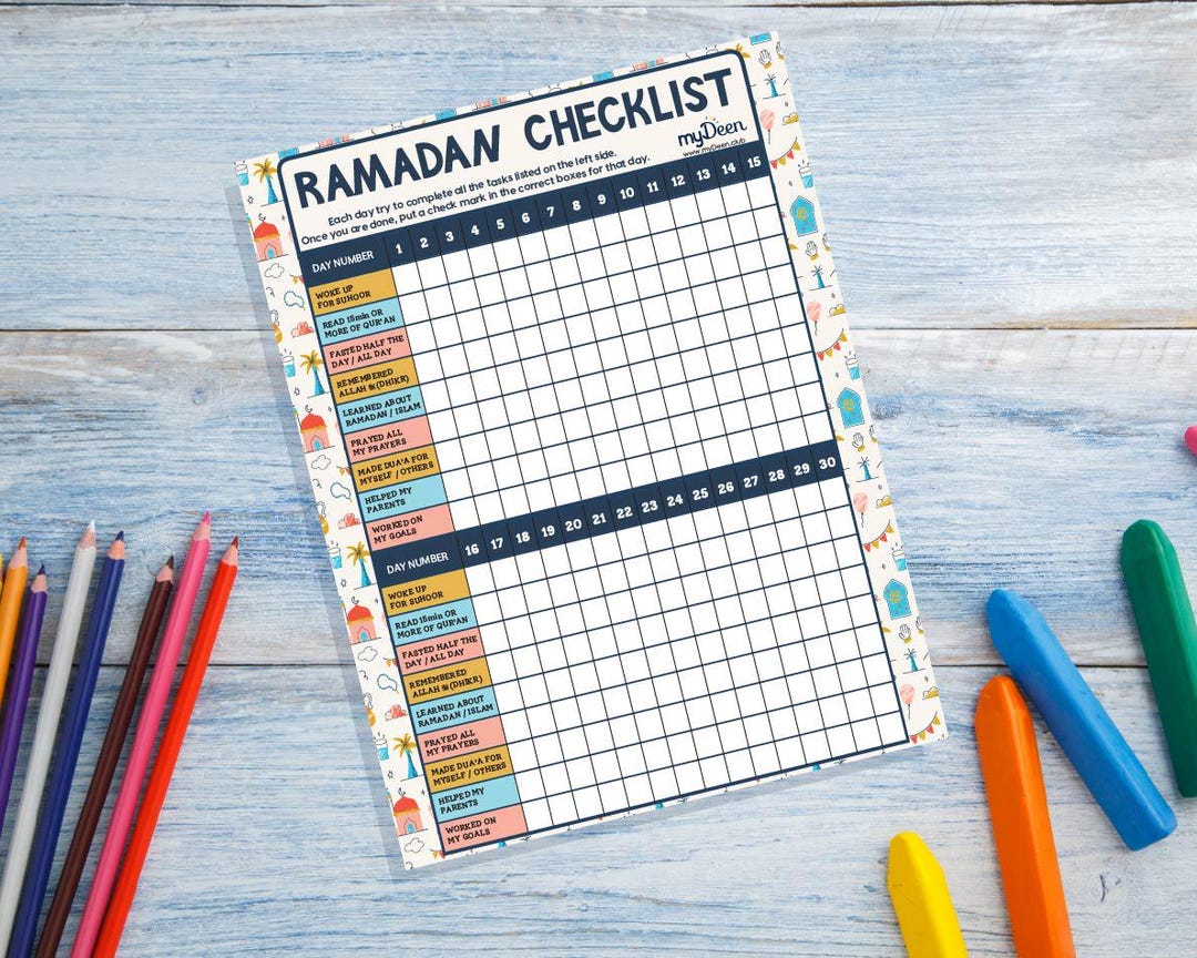 Kids Ramadan Ibadah Tracker, Islamic Checklist Printable (PDF Download ...