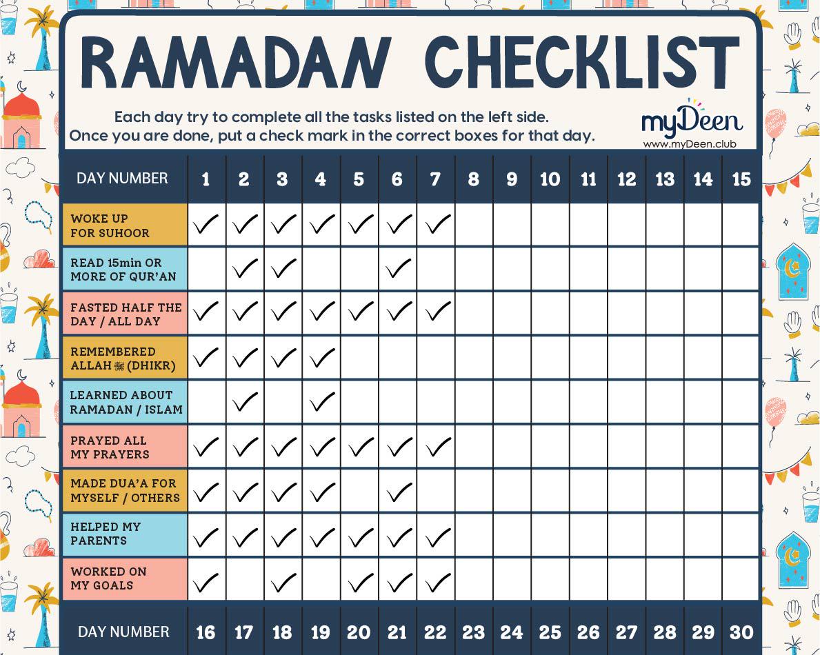 Kids Ramadan Ibadah Tracker, Islamic Checklist Printable (PDF Download ...