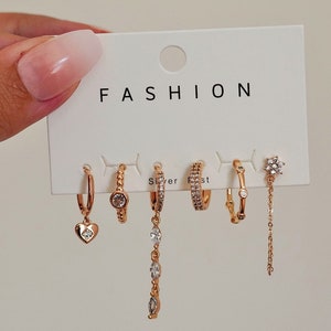Gold Earrings Set of 6