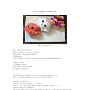 Crochet pattern, ice cream pattern, crochet ice cream pattern, mini crochet pattern, mini food pattern, crochet food pattern, crochet toy