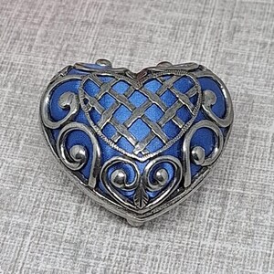 Heart Shape Pewter Trinket Box by A.E. Williams ~ Open Work Pill Box ~ Pin Cushion