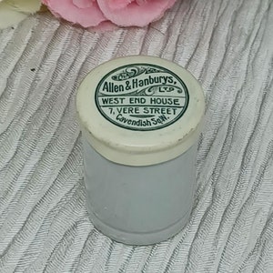 Antique Stoneware Pot by Allen & Hanburys Ltd ~ Pill Box ~ 1920s?