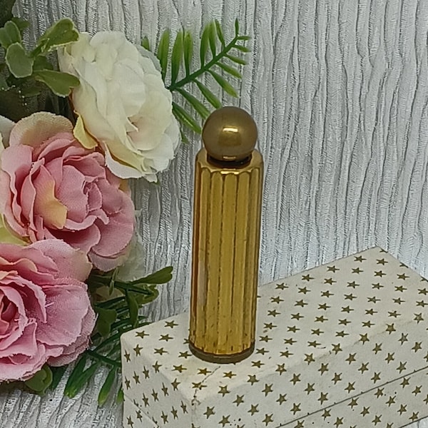 Antique Lentheric Perfume Bottle in Brass Case ~ Vintage Lenthéric Gold Tone Scent Bottle ~ 1930s