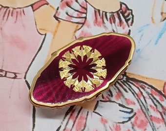 Stratton Lipview ~ Cerise Pink with a Gold Engraved Starburst ~ Lipstick Holder with Mini Lip Mirror