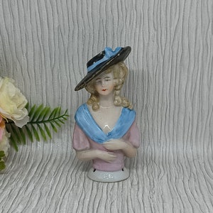 Half Lady porseleinen kruimelborstel jaren 1920/30 ~ Kledingborstel ~ Speldenkussen ~ Begin 1900