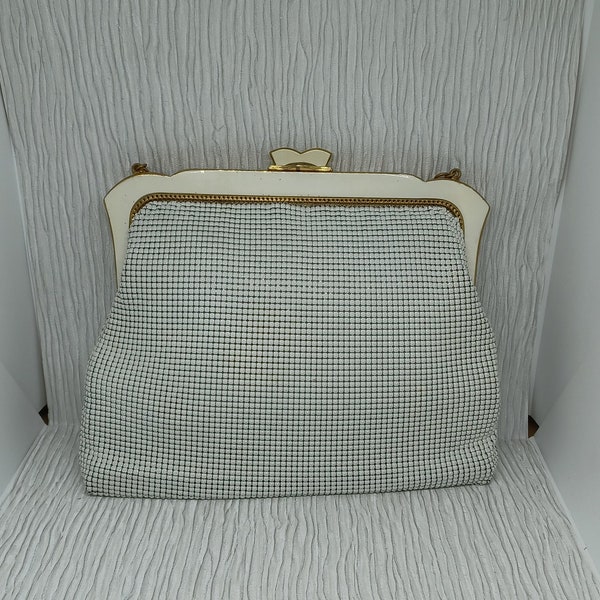 Oroton White Mesh Bag with Top Handle ~ Prom ~ Wedding ~ Bridesmaid ~ Made In West Germany ~ Vintage German Purse