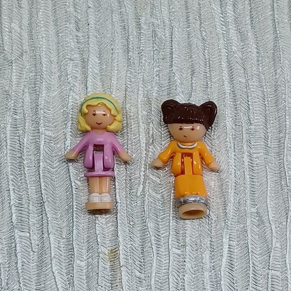 Polly Pocket in Pink Dress with Green Headband or Dana in Orange Dress ~ From Polly's Candy Box Party Playset ~ 1994 (A)