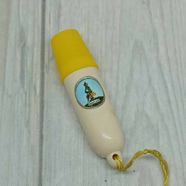 Vintage Etui Sewing Kit ~ Bullet Shaped Sewing Kit with Yellow Thimble Lucky Pixi, 1950s Travel Sewing Kit