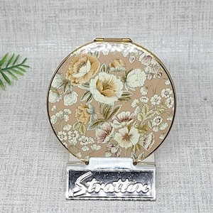 Stratton Slim Convertible Compact ~ Buff with White, Orange & Red Flowers
