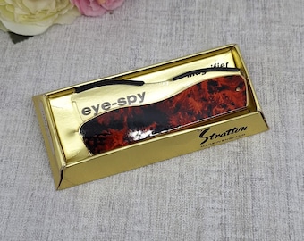 Lupa Stratton 'Eye-Spy' ~ Esmalte de mármol rojo y negro ~ En caja original ~ Lupa plegable