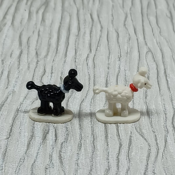 Polly Pocket French Poodle ~ From Fifi's Parisian Apartment Playset ~ 1991 ~ Black White Dog Henri & Henrietta ~ Sold Individually (K)