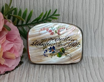 Monedero antiguo de nácar ~ Hecho en Alemania ~ Monedero de recuerdo de concha ~ Art Déco