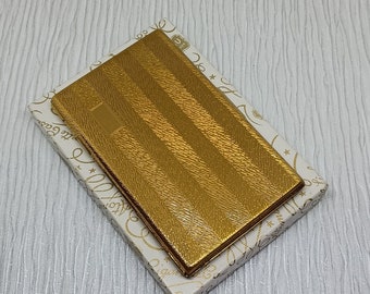 Kigu Cigarette Case in Gold Tone with Engine Turned Ribbed Design ~ Vintage Mid Century ~ In Original Box