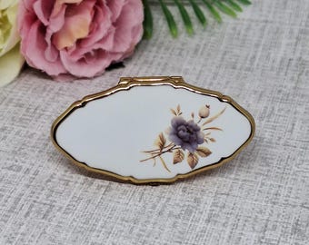 Stratton Lipview ~ White Enamel with a Blue Flower