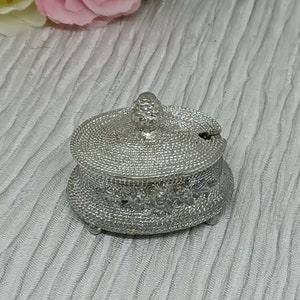 Silver Tone Mustard Pot ~ Vintage Condiment ~ Salt Cellar ~ Maker MM