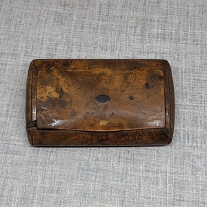 Antique Walnut Snuff Box ~ Georgian Wooden Tobacco Box ~ Treen