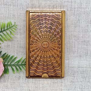 Stratton Hair Brush in Gold Tone Metal with Engraved Wavy Sunburst Pattern ~ Vintage Brush-Off Clothes Brush ~ Keith Blackman Ltd