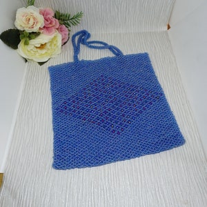 Sac en perles bleu avec losanges ~ sac à main en perles de rocaille tissées ~ bleu violet ~ petit sac fourre-tout fait main