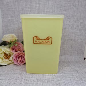 Tupperware Tall Square Round Box in Pastel Yellow with Lid ~ Vintage Mid Century