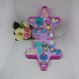 Polly Pocket Fairylight Ball Pink Star ShapeCompact ~ Complete with Dolls ~ Bluebird 1993 ~ Fairytale Ball ~ Fiary Light Wonderland