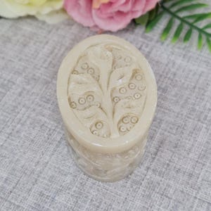 Carved Stone Trinket Box in White ~ Pill Box