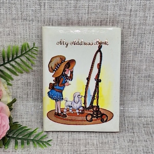 Vintage Address Book ~ Pocket Telephone Address Book with Girl and Poodle Image ~ 1960s 1970s