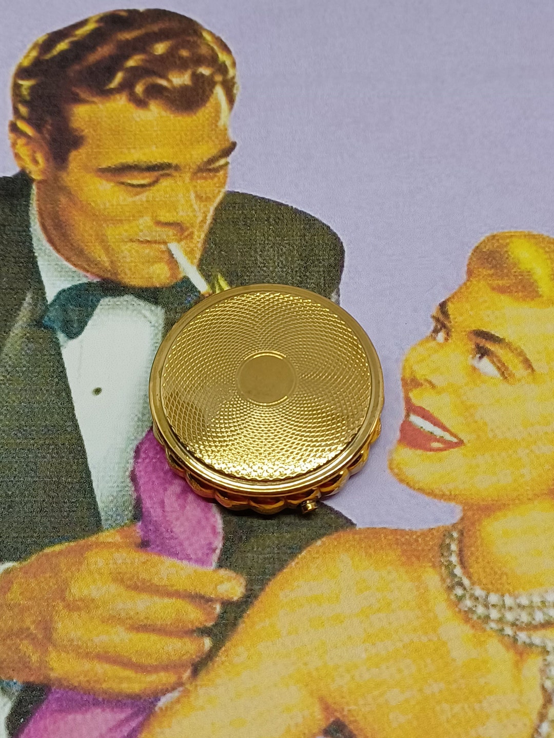 Kigu Pocket Ashtray in Gold Tone With an Engine Turned Lid Etsy