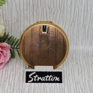 Stratton Compact doré avec l'initiale ~ Poudre cachet compacte vintage