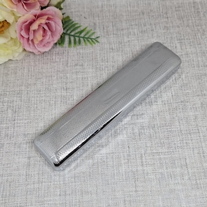 Chrom Zahnbürstenhalter ~ Vintage Silver Tone Travel Box