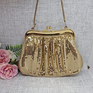 Gold Mesh Purse with Snake Chain Handle ~ Prom ~ Wedding ~ Bridesmaid