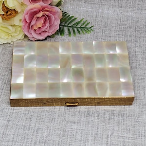 Vintage Mother of Pearl Compact, Cigarette Case & Lipstick Tube ~ Party Case ~ All In One ~ Carry-All ~ Minaudière