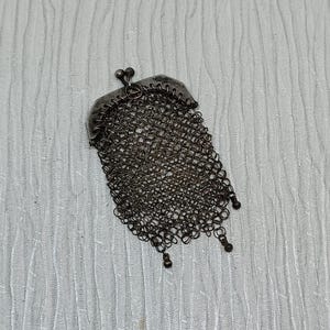Antike Chatelaine Kettenhemd Geldbörse in Silber ~ kleine antike Metall Mesh Geldbörse