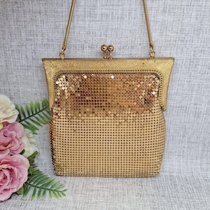 Vintage Gold Mesh Purse with Snake Chain Handle ~ Prom ~ Wedding ~ Bridesmaid