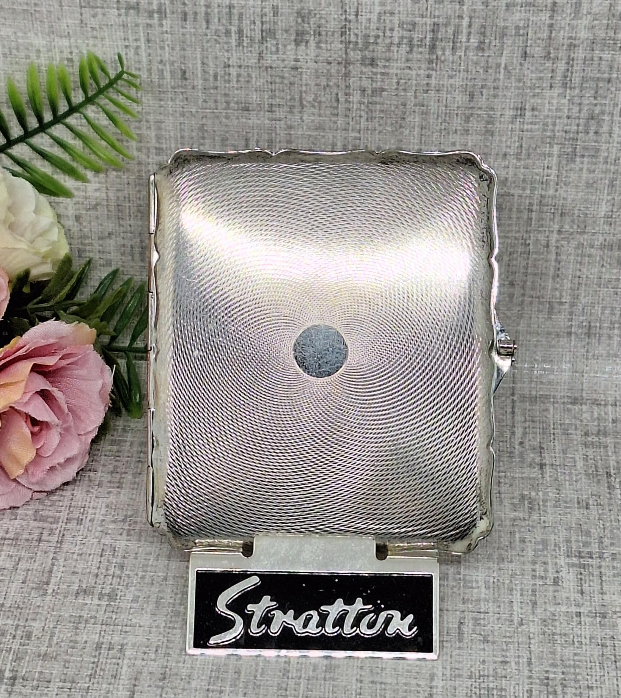 Stratton Cigarette Case in Silver Tone With an Engine Turned Lid - Vintage  Mid Centur Cigarette Holder