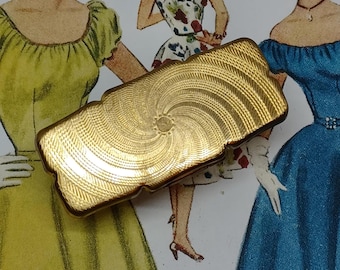 Stratton Lipview Lipstick Clip in Gold Tone with a Swirl Design ~ Vintage Lipstick Mirror