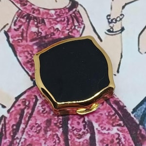 Stratton Pill Box ~ Black Enamel Lid ~ Vintage Mini Box ~ Mid Century 1980s