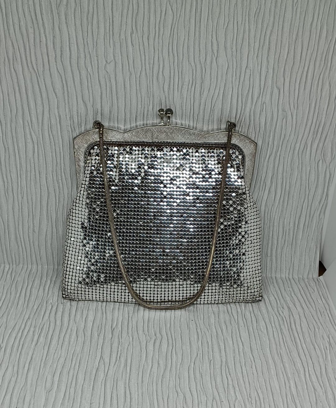 Oroton Silver Mesh Bag With Snake Chain Handle ~ Prom