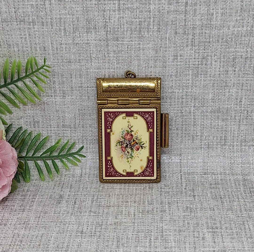 Classical Note Computer Case Antique Note Book Case in Gold Tone Decorated With Flowers ~ Chatelaine ...