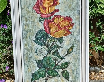 S.ターナーのサイン入り赤と黄色のバラのオリジナル油絵2枚組