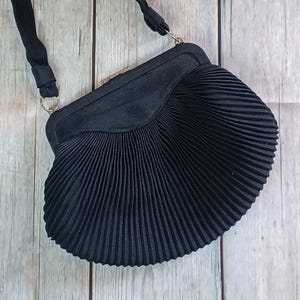 Vintage Black Pleated Evening Purse Bag by CFR C.F. Reader ~ Mid Century Small Prom Bag ~ Art Deco Style