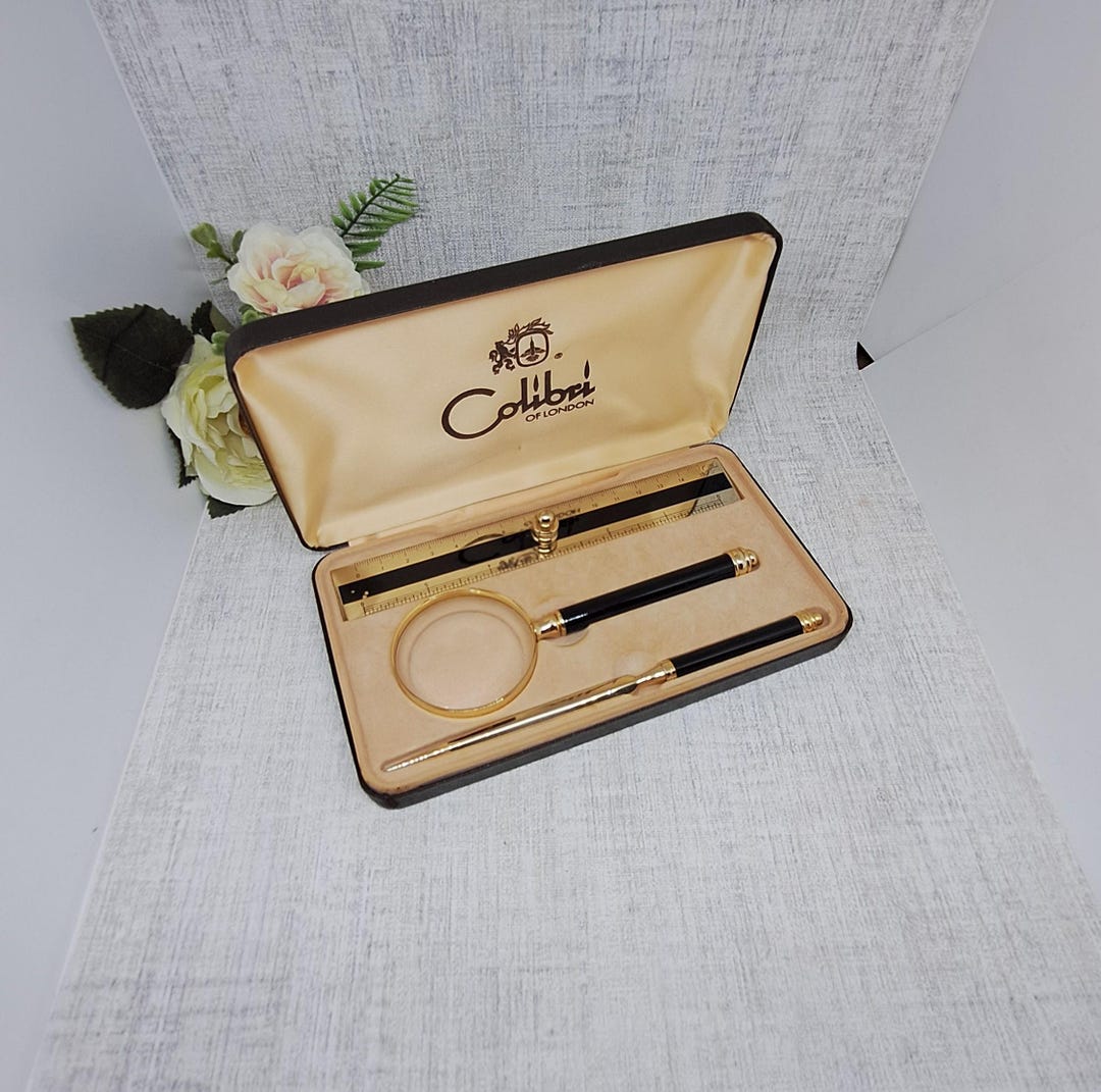 Colibri Gold Ruler Colibri Desk Set ~ Ruler, Magnifying Glass and Letter Opener in ...