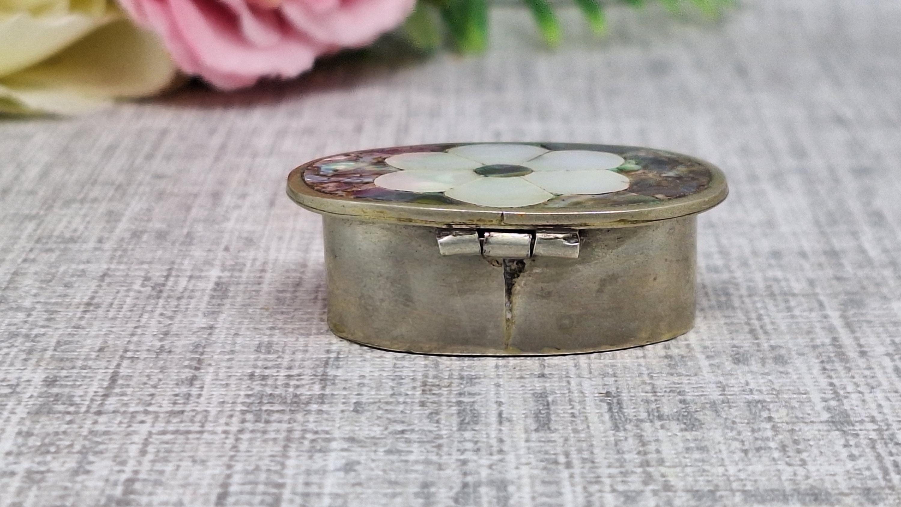 Alpaca Mexico ~ Abalone Pill Box With Mother of Pearl Flower - Etsy