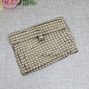 Portafoglio in maglia argentata Whiting & Davis ~ Portamonete ~ Custodia per telefono ~ Flapper anni '30