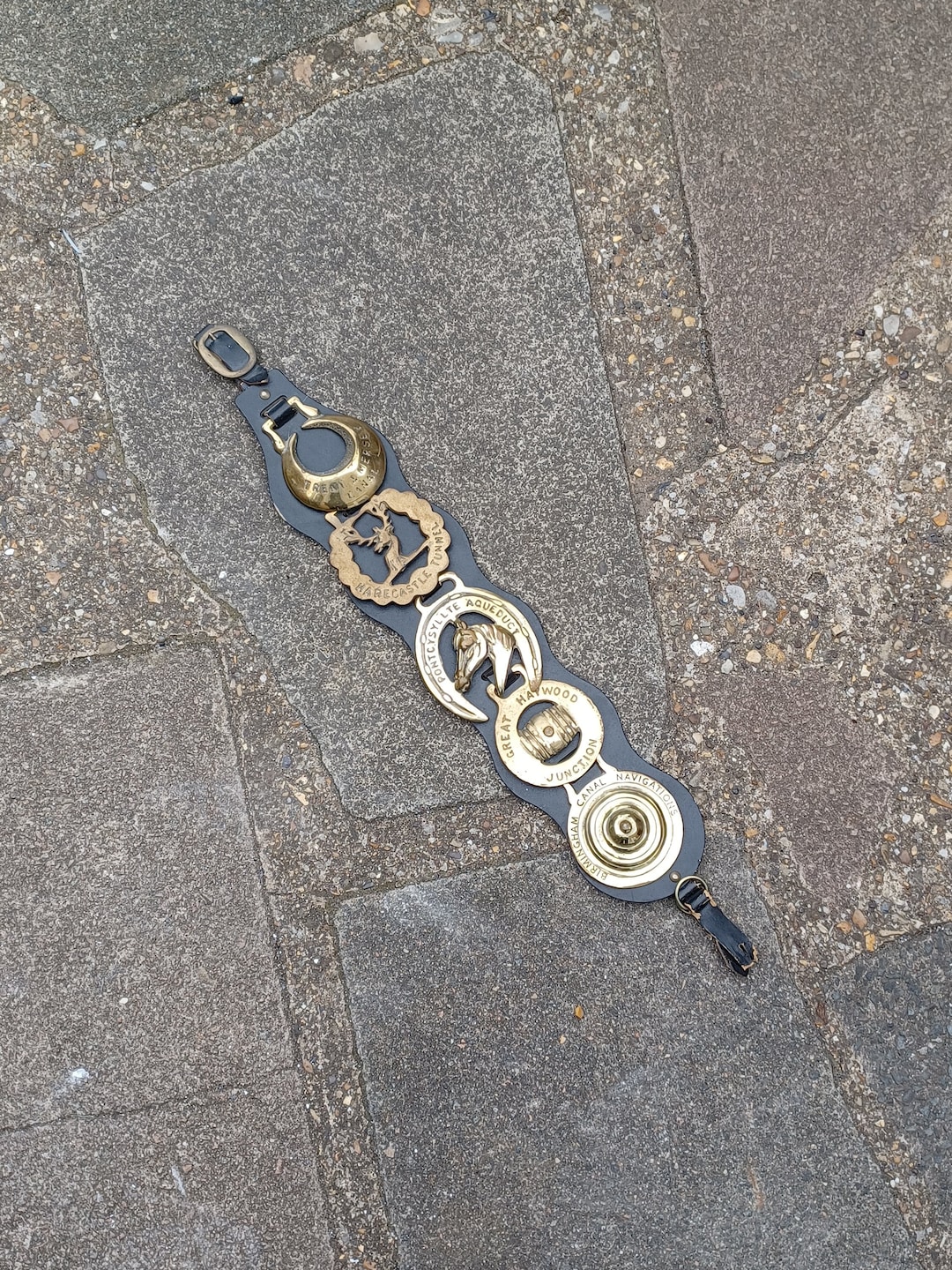 Horse Brasses on Leather Strap Martingale Horse Brass Wall Hanging With