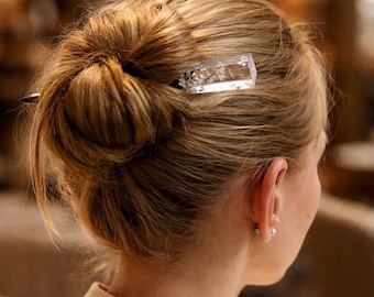 Natural Wood Hair Stick with Resin & Silver Foil: Hair Accessory for Women, Bun Holder