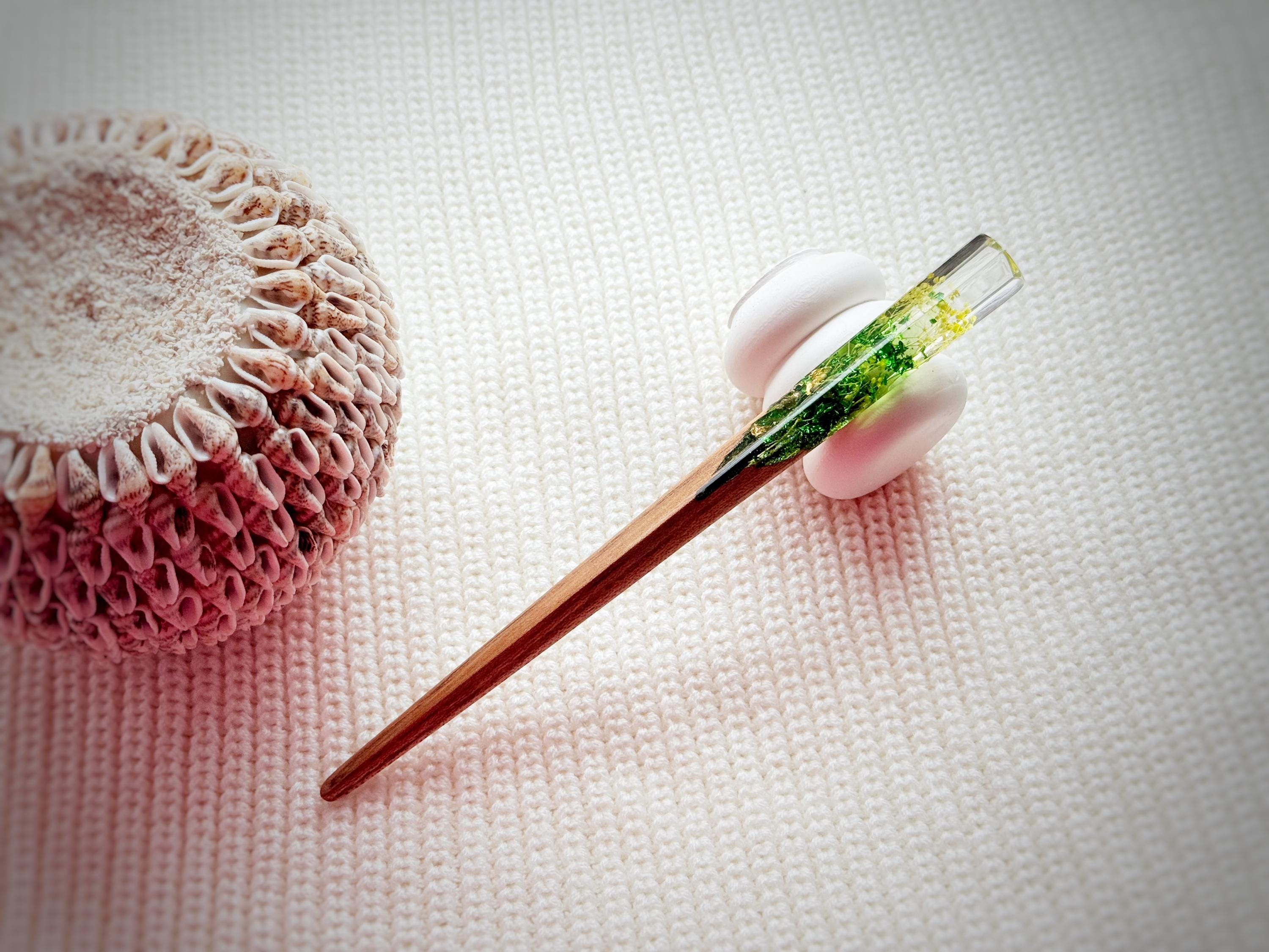 Wooden hair stick with flowers ~ Flower Wood Hair Stick ~ Forest Hair Pin ~ Hair Accessories for women ~ Anniversary Gift for her