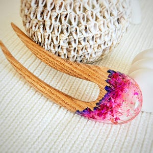 Floral Hair Fork with Pink Flowers, Wedding Hair Pin